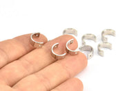 Silver Necklace Parts, 12 Silver Tone Necklace Findings, Pendants (10.5x7.5x1mm) BS 2382