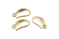 Brass Ear Hooks, 12 Raw Brass Earring Wires, Earring Hooks (14x7mm) BS 1814
