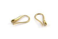 Brass Ear Hooks, 12 Raw Brass Earring Wires, Earring Hooks (16x7mm) BS 1822