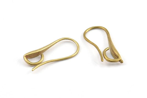Brass Ear Hooks, 12 Raw Brass Earring Wires, Earring Hooks (20x8mm) BS 1817