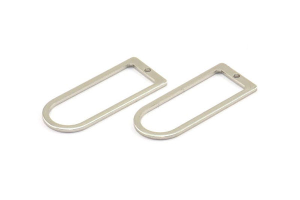 Silver D Shape Rings, 12 Silver Tone Brass D Shape Connectors, Rings  (30x13x1mm) BS 1730 H0279