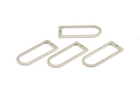 Silver D Shape Rings, 12 Silver Tone Brass D Shape Connectors, Rings  (30x13x1mm) BS 1730 H0279
