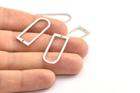 Silver D Shape Rings, 12 Silver Tone Brass D Shape Connectors, Rings  (30x13x1mm) BS 1730 H0279