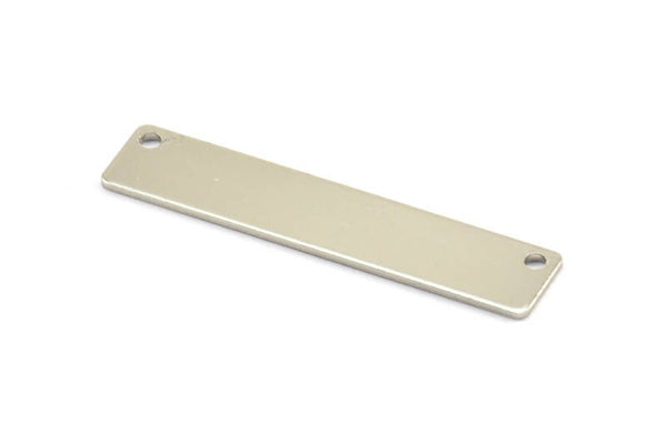 Silver Personalized Bar, 6 Nickel Free Plated Stamping Blank With 2 Holes, Pendant (40x8x0.80mm) Y200 H1322