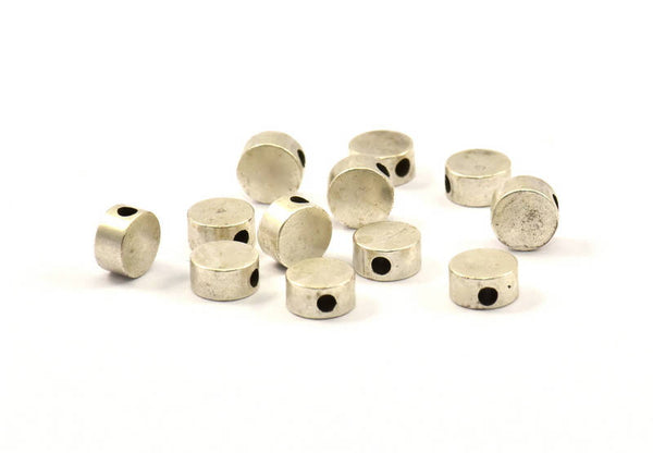Round Spacer Bead, 24 Antique Silver Plated Circle Industrial Spacer Bead, Findings (7x3.5mm) A0815 H0182