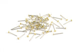 Earring Post Stud, 100 - 316L Stainless Steel Earring Posts With Raw Brass 2.5mm Flat Pad, Ear Studs ( BS 2226 )