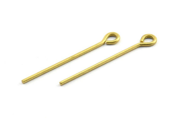 45mm Eye Pin, 25 Raw Brass Eye Pins, Findings (45x1.5mm) BS 2224