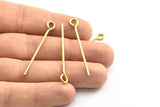 45mm Eye Pin, 25 Raw Brass Eye Pins, Findings (45x1.5mm) BS 2224