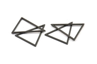 Black Triangle Charm, 6 Oxidized Brass Black Triangles Charms (34x34x27mm) Bs-1306 S129