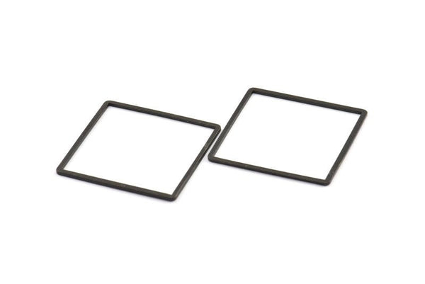 Black Square Pendant, 3 Oxidized Brass Black Square Connectors (35mm) Bs1309 S131