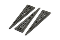 Black Textured Triangles, 2 Oxidized Brass Black Triangle Pendant With 1 Hole, Earring Finding (58x14x2mm) N0231 S155