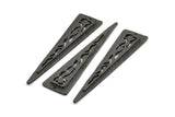 Black Textured Triangles, 2 Oxidized Brass Black Triangle Pendant With 1 Hole, Earring Finding (58x14x2mm) N0231 S155