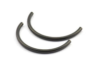 Black Noodle Tubes, 6 Oxidized Brass Black Semi Circle Curved Tube Beads (3.5x55mm) D0265 S153
