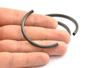 Black Noodle Tubes, 6 Oxidized Brass Black Semi Circle Curved Tube Beads (3.5x55mm) D0265 S153