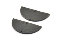 Hammered Half Moon, 2 Oxidized Brass Black Hammered Semi Circle Blanks with 2 Holes (30x15x1.2mm) N0340 S196