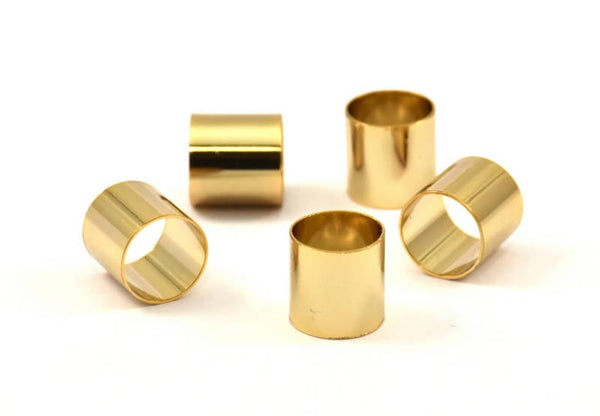 Gold Tube Beads, 6 Gold Plated Brass Tubes (10x10mm) Bs 1551 Q0217