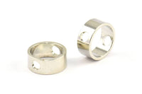 Silver Circle Charm, 12 Silver Tone Circle With 2 Holes (12x5x0.9mm) BS 2383