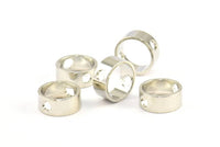 Silver Circle Charm, 12 Silver Tone Circle With 2 Holes (12x5x0.9mm) BS 2383
