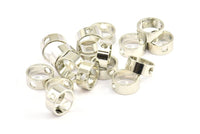 Silver Circle Charm, 12 Silver Tone Circle With 2 Holes (12x5x0.9mm) BS 2383
