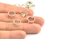 Silver Circle Charm, 12 Silver Tone Circle With 2 Holes (12x5x0.9mm) BS 2383
