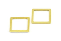 Brass Square Charm, 50 Raw Brass Square Connectors, Minimalist Necklace Findings (16x1.5x0.9mm) Y111