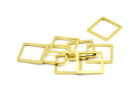 Brass Square Charm, 50 Raw Brass Square Connectors, Minimalist Necklace Findings (16x1.5x0.9mm) Y111