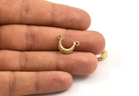 Gold Moon Charm, 4 Gold Plated Textured Horn Charms, Pendant, Jewelry Finding (12x3.50x3mm) N0268 Q0204