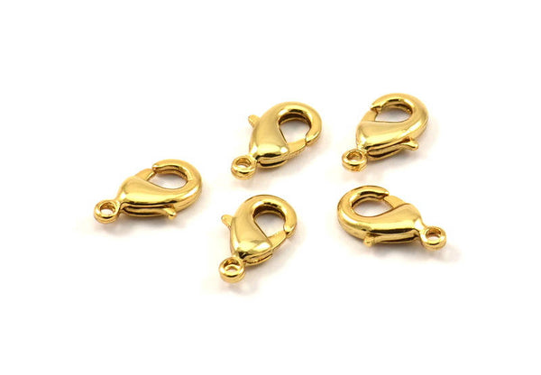 Gold Parrot, 12 Gold Plated Lobster Claw Clasps  (12x6mm)  A0399 Q0212