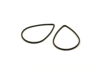 Black Drop Connector, 12 Oxidized Brass Black Drop Connectors (32x22x1mm) Bs 1140 S179