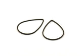 Black Drop Connector, 12 Oxidized Brass Black Drop Connectors (32x22x1mm) Bs 1140 S179