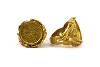 Lady Ring Settings - 1 Raw Brass Lady Ring Setting with Pad Size 18mm U050