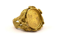 Lady Ring Settings - 1 Raw Brass Lady Ring Setting with Pad Size 18mm U050