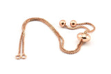Copper Elevator Chain, 1 Micro Pave CZ Rose Gold Tone Zirconia Rondelle Bead Elevator Bracelet Chain (105mm) X047