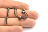Copper Elevator Chain, 1 Micro Pave CZ Zirconia Rondelle Bead Elevator Bracelet Chain (110mm) X043