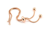 Copper Elevator Chain, 1 Micro Pave CZ Rose Gold Tone Zirconia Rondelle Bead Elevator Bracelet Chain (110mm) X041