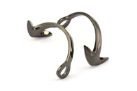 Black Bracelet Blank, 1 Black Tone Bracelet Parts With 1 Hole For Leather (63x30x4.5x2.7) X046