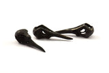 Black Bird Skull Charm, 2 Oxidized Brass Black Bird Skull Necklace Pendants (32x11x10mm) N0492 S423