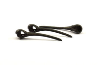 Black Bird Skull Charm, 1 Oxidized Brass Black Bird Skull Pendants (52x10mm) N0494 S621