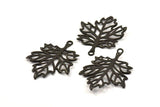 Black Sycamore Pendant, 1 Oxidized Brass Black Leaf Charms (44x33mm) N0428 S441