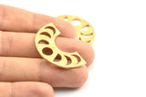 Moon Phases Pendant, 2 Raw Brass Semi Circle Pendants, Earring Findings (38.5x22x1.5mm) U123