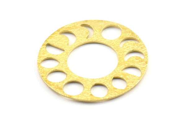 Moon Phases Pendant, 2 Raw Brass Circle Pendants, Earring Findings (33x1mm) U121