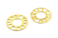 Moon Phases Pendant, 2 Raw Brass Circle Pendants, Earring Findings (33x1mm) U121