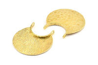 Ethnic Crescent Pendant, 2 Raw Brass Ethnic Crescent Pendants With 2 Loops (34x22x1mm) U110