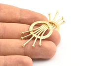 Brass Rosette Pendant, 2 Raw Brass Rosette Pendants With 2 Loops, Findings, Charms (38x23.5mm) U119
