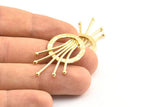 Brass Rosette Pendant, 2 Raw Brass Rosette Pendants With 2 Loops, Findings, Charms (38x23.5mm) U119