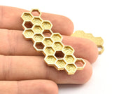 Brass Honeycomb Pendant, 1 Raw Brass Honeycomb Pendant, Charms, Findings (57x21x2.4mm) U108