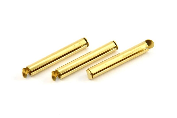Brass Slide On End, 24 Raw Brass Slide On End Clasps for Seed Beads, Findings, Bracelets (26x4mm) BS 2122