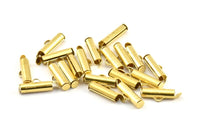 Brass Slide On End, 50 Raw Brass Slide On End Clasps for Seed Beads, Findings, Bracelets (15x4mm) BS 2126