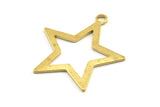 Brass Star Charm, 10 Raw Brass Star Charms With 1 Loop, Pendants, Earrings, Findings, Blanks (29x26x1mm) BS 2190