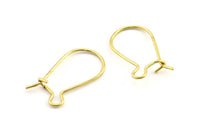 Brass Ear Hooks, 100 Raw Brass Earring Wires, Earring Hooks (20x10x0.8mm) BS 2136